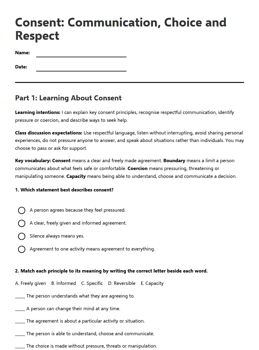 Consent: Communication and Respect