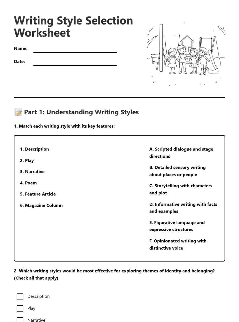 Writing Style Selection Worksheet