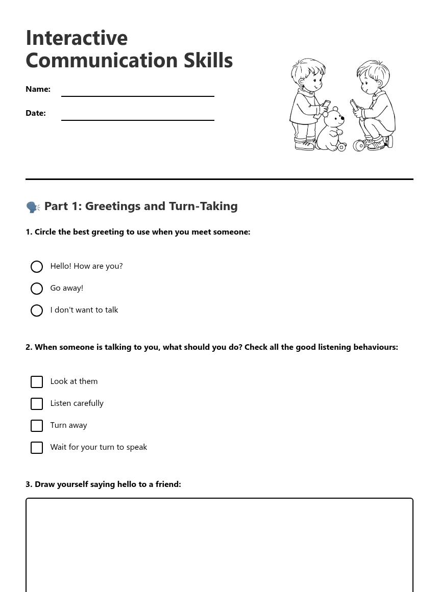 Interactive Communication Skills worksheet preview