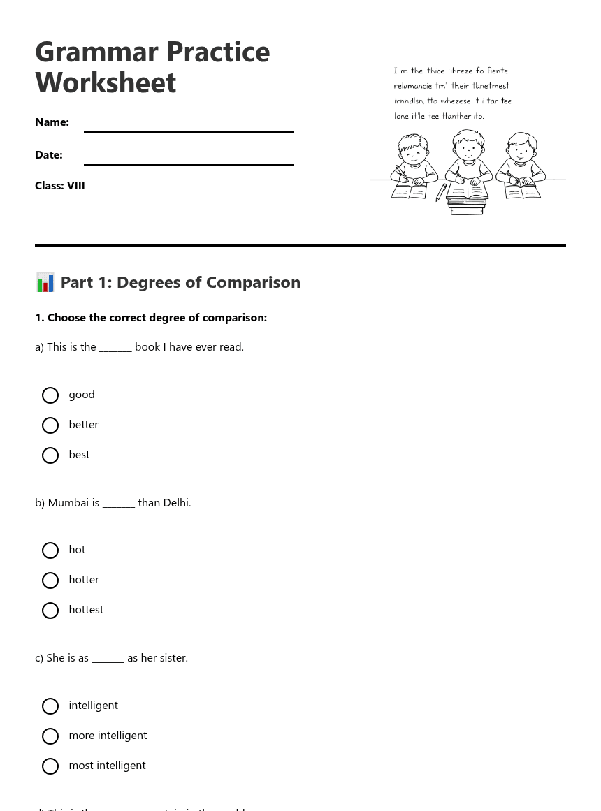 Grammar Practice Worksheet worksheet preview