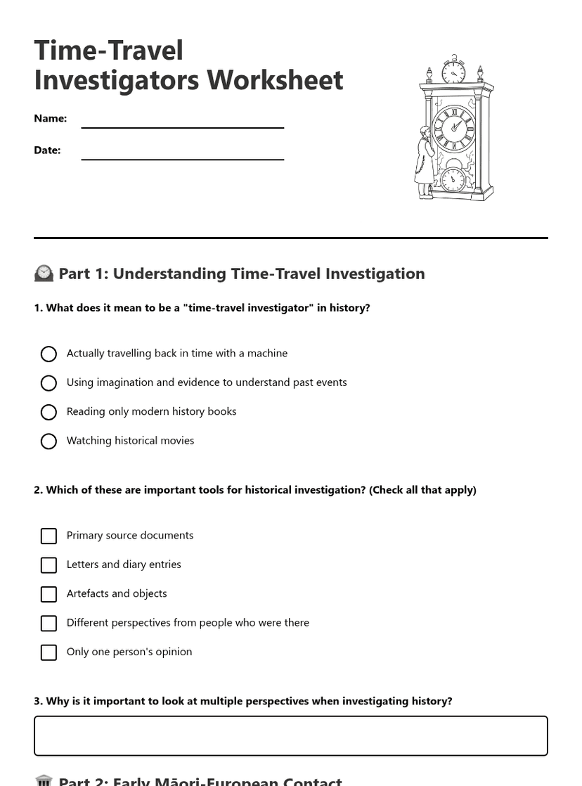 Time-Travel Investigators Worksheet