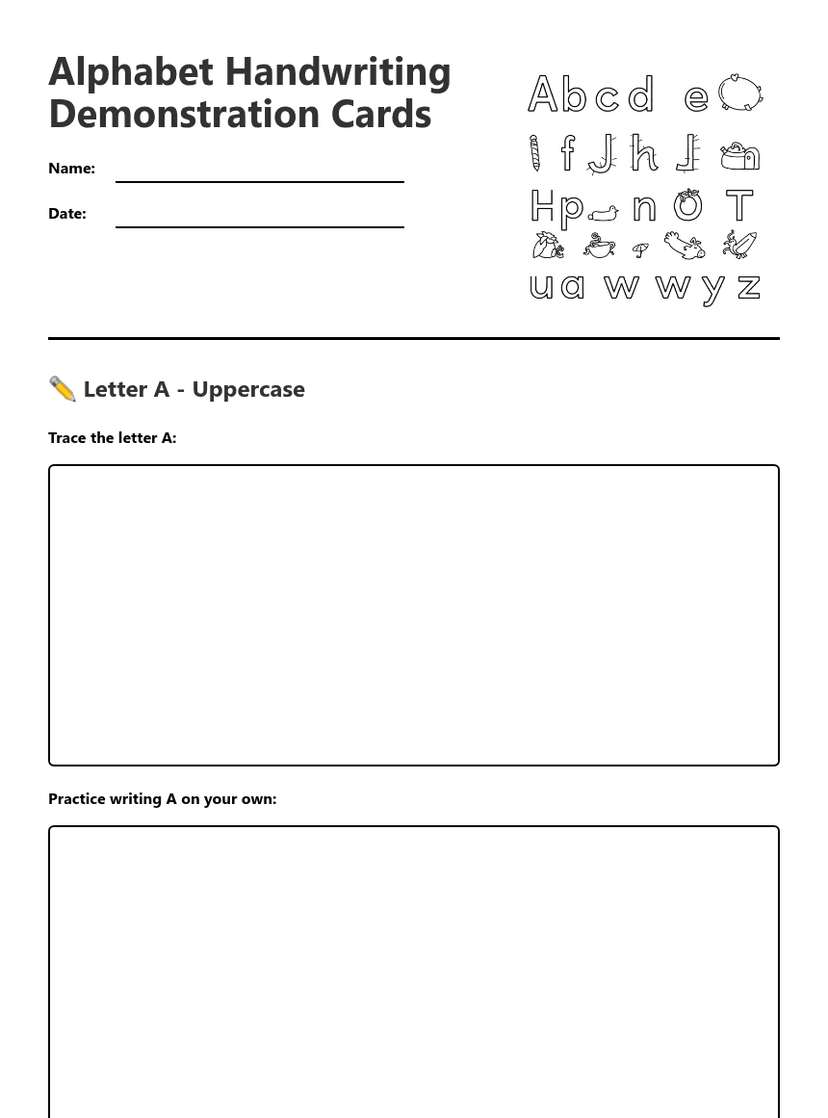 Alphabet Handwriting Demonstration Cards