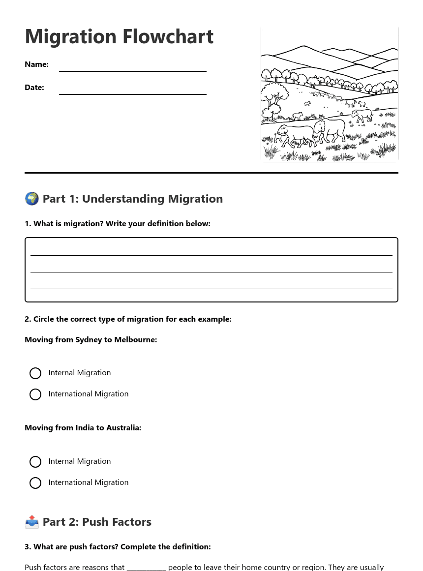 Migration Flowchart worksheet preview