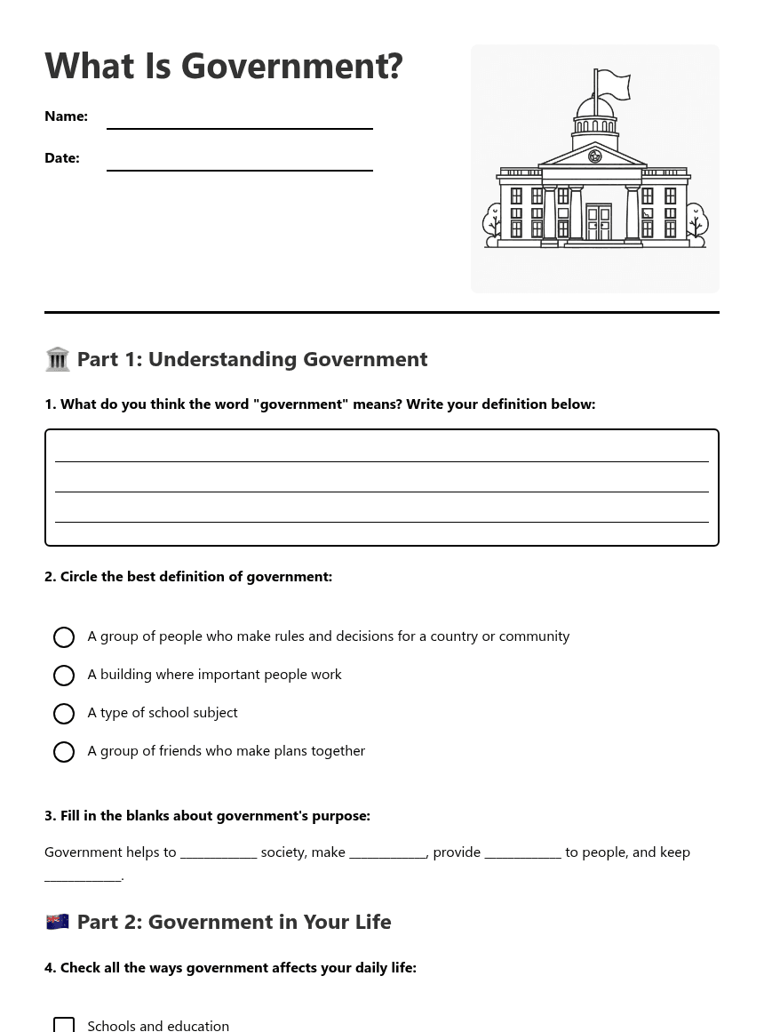 What Is Government? worksheet preview
