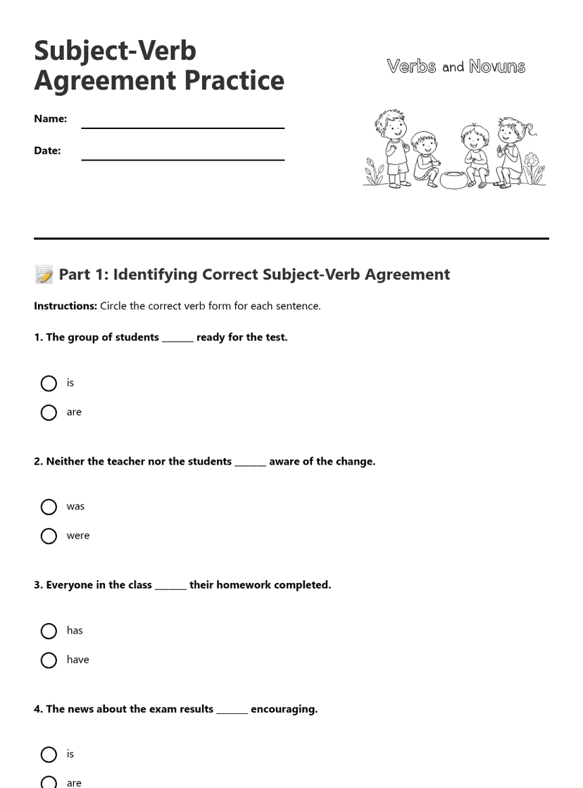 Subject-Verb Agreement Practice