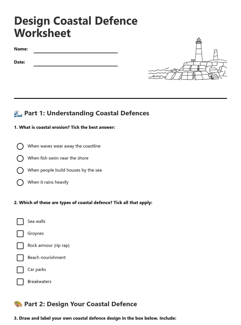Design Coastal Defence Worksheet
