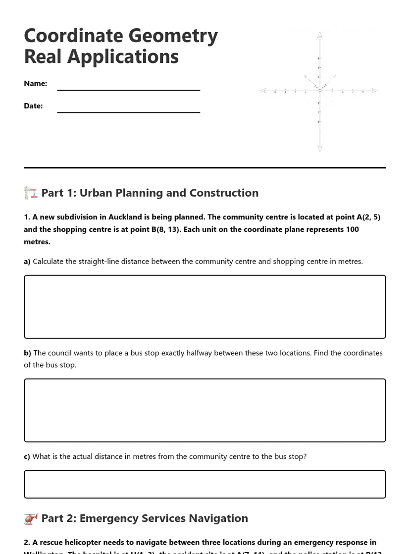 Coordinate Geometry Real Applications