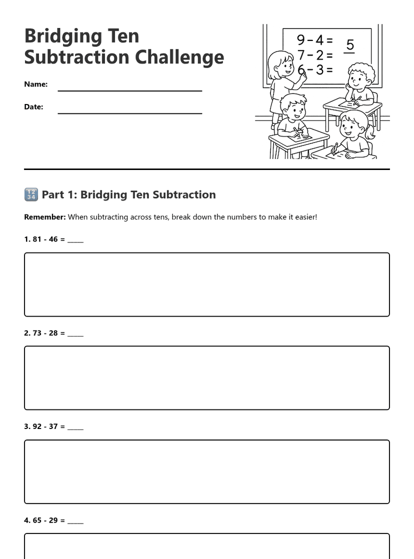 Bridging Ten Subtraction Challenge