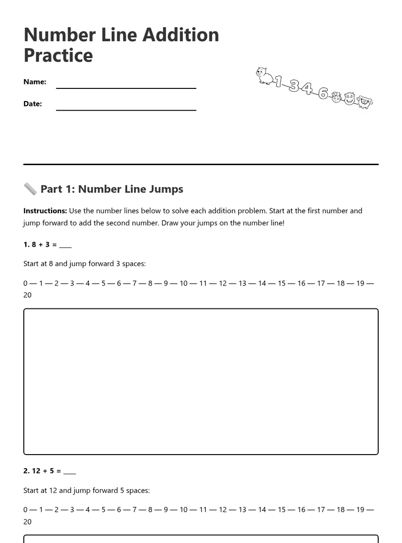 Number Line Addition Practice