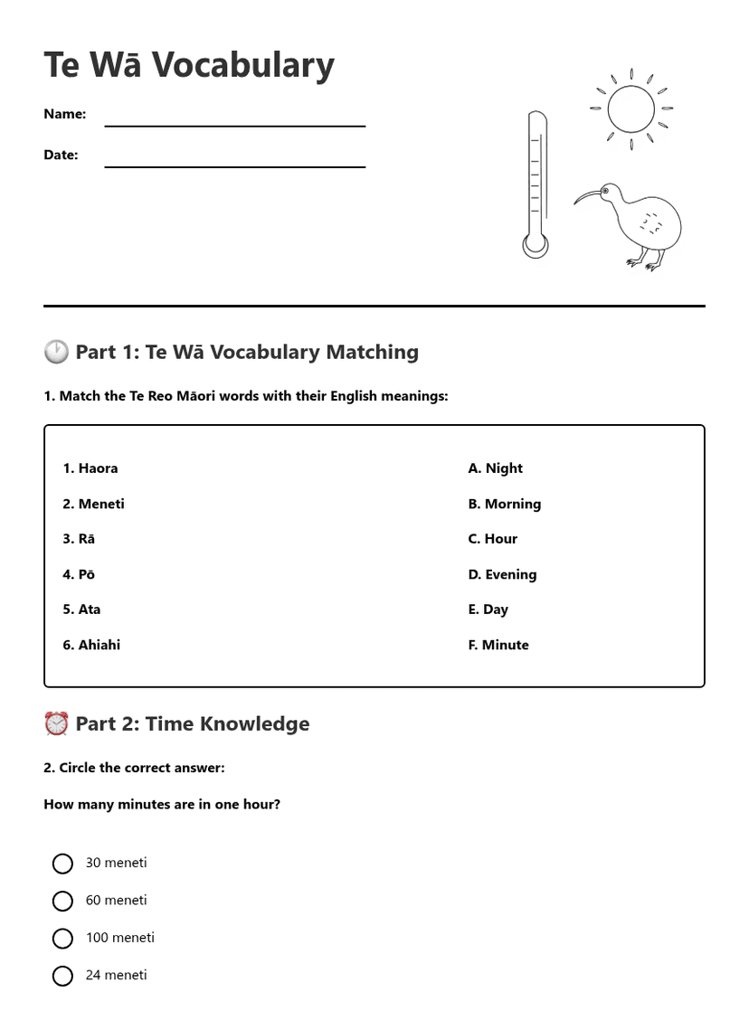 Te Wā Vocabulary