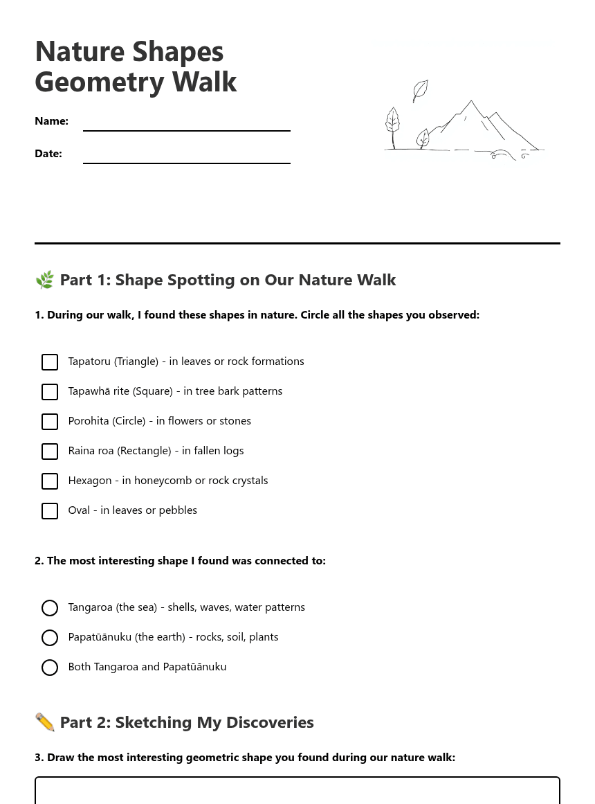 Nature Shapes Geometry Walk worksheet preview