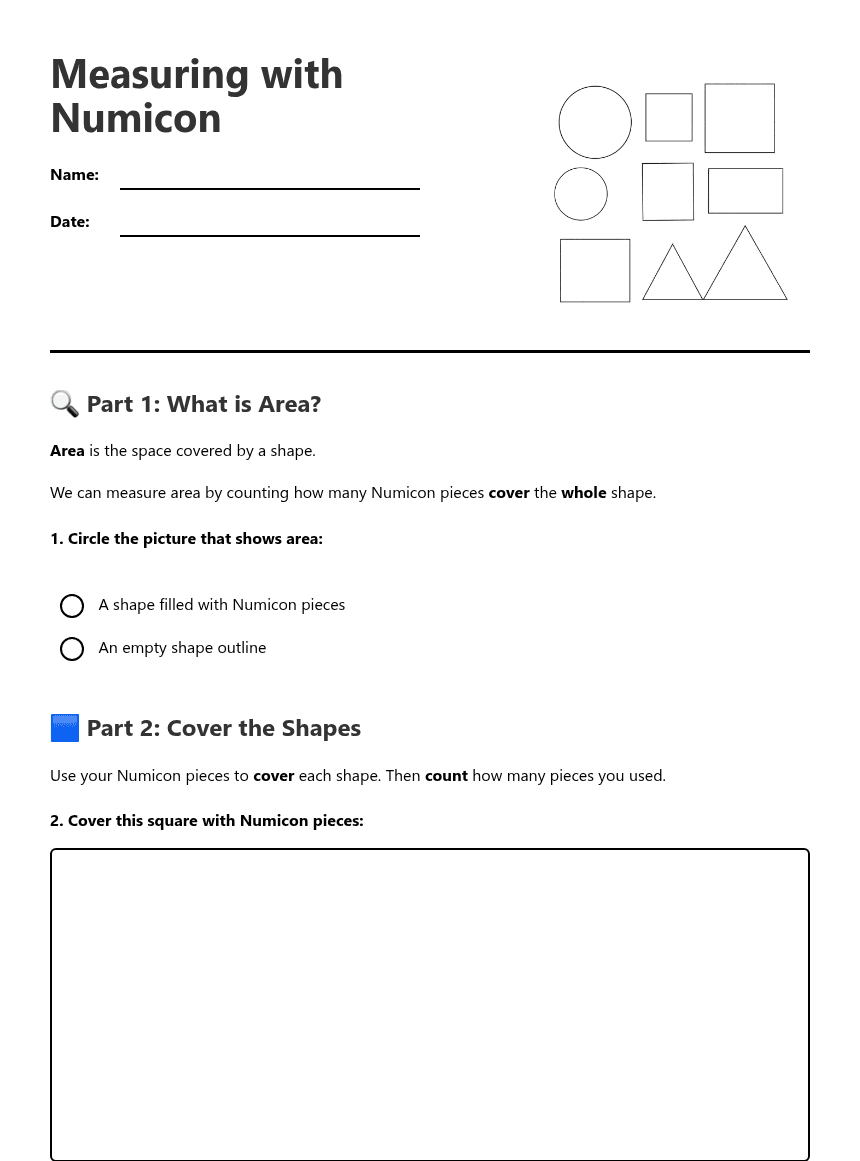 Measuring with Numicon worksheet preview
