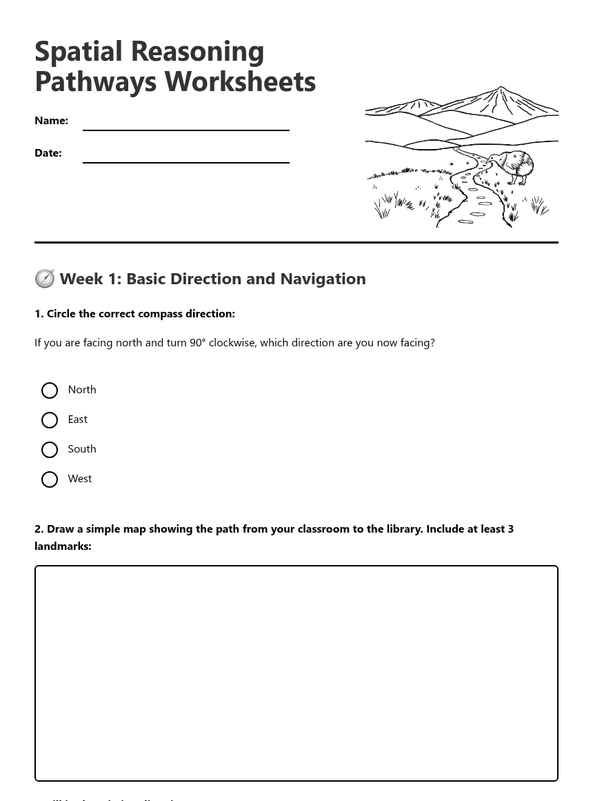 Spatial Reasoning Pathways Worksheets worksheet preview