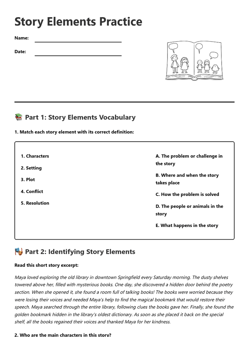 Story Elements Practice
