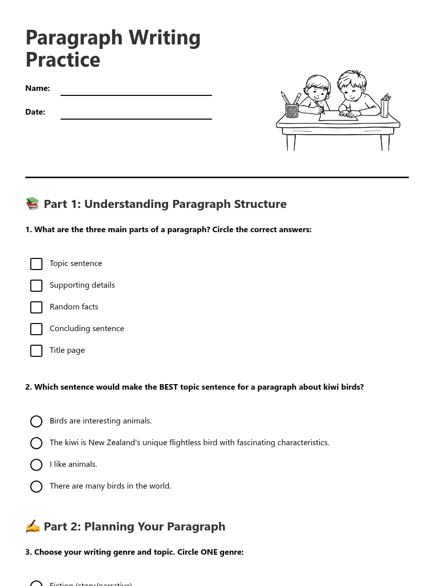 Paragraph Writing Practice worksheet preview