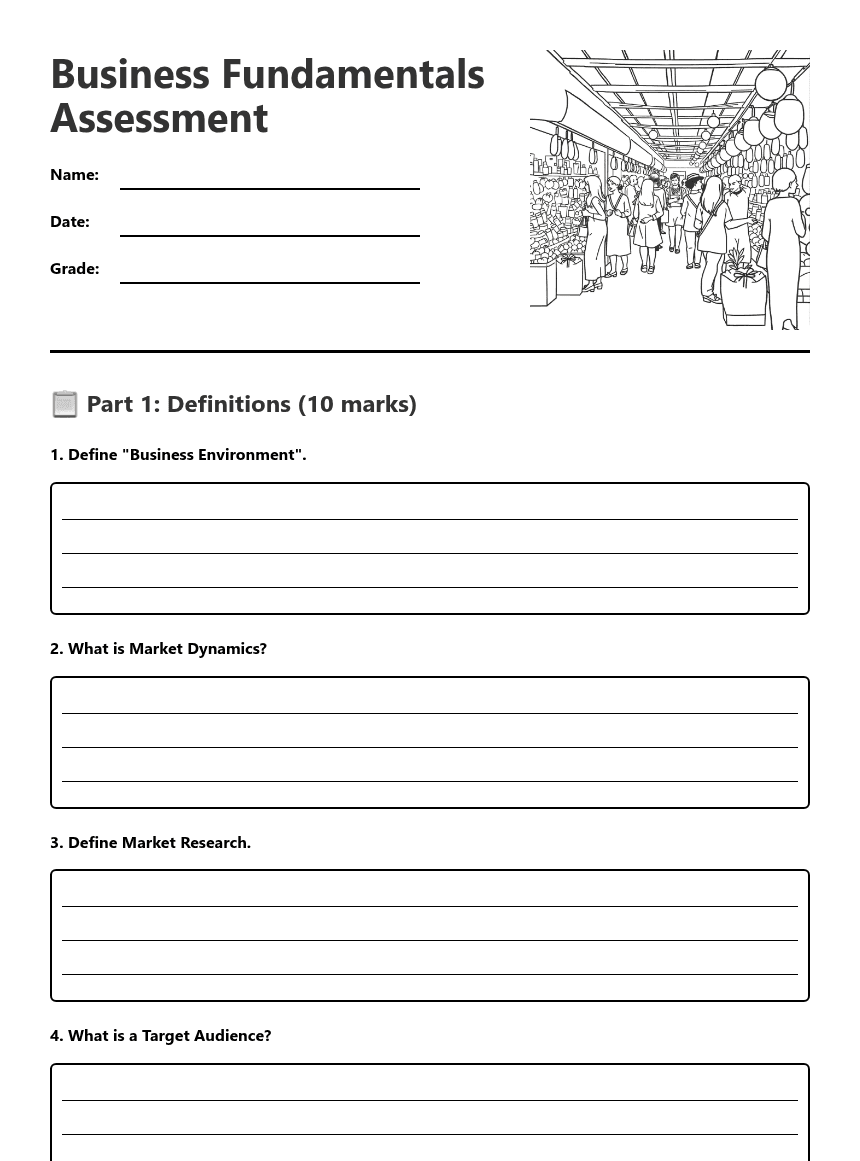 Business Fundamentals Assessment worksheet preview