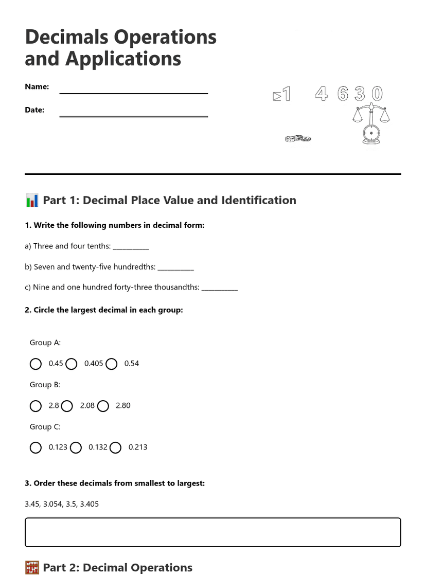 Decimals Operations and Applications