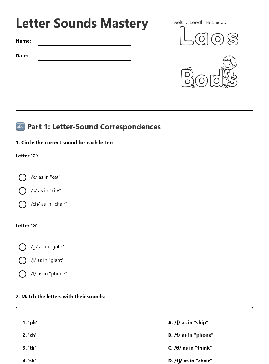 Letter Sounds Mastery worksheet preview