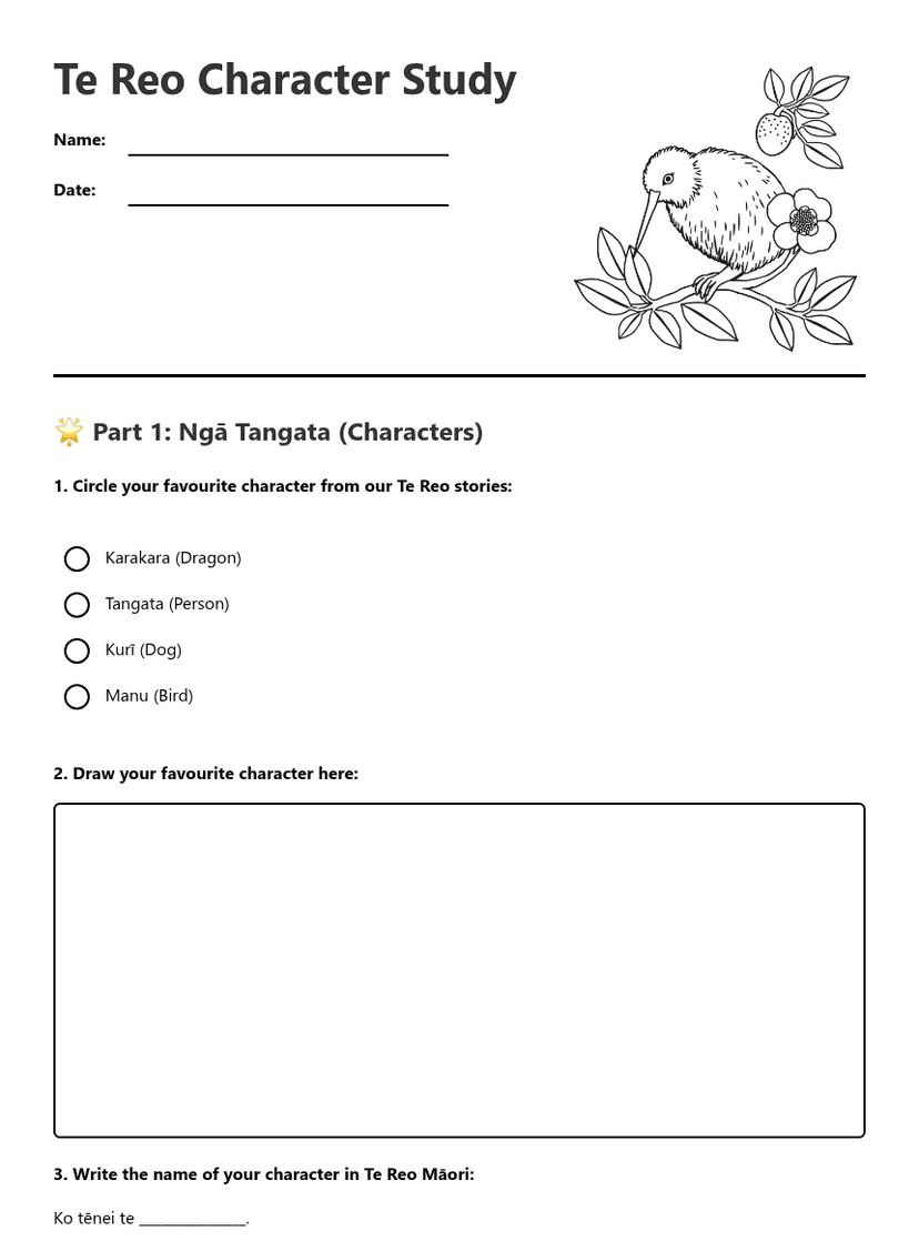 Te Reo Character Study
