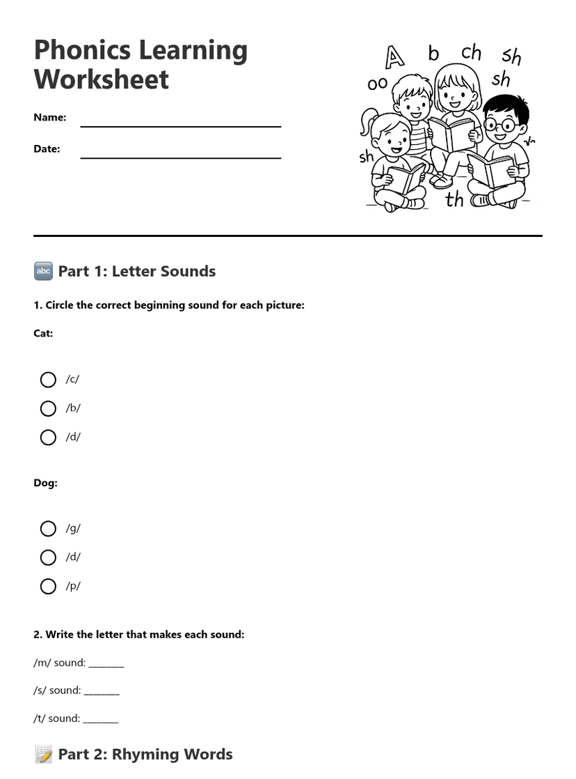 Phonics Learning Worksheet