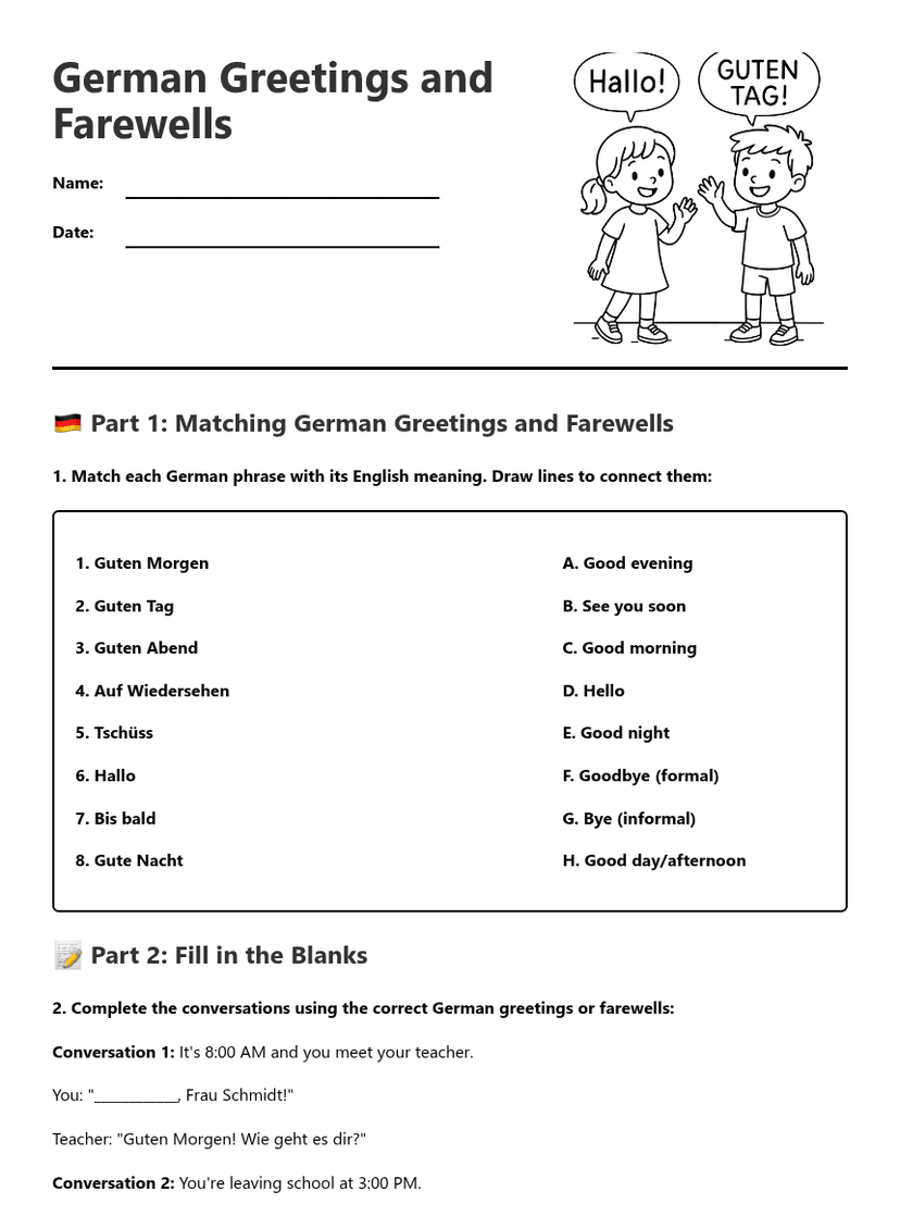 German Greetings and Farewells