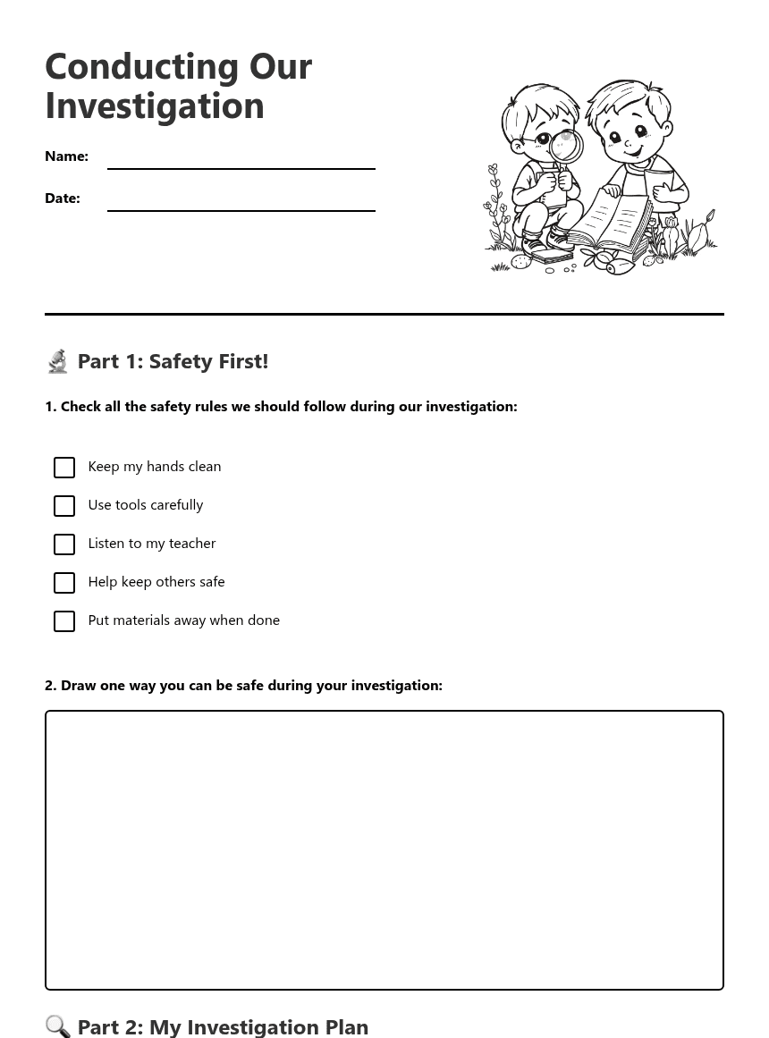 Conducting Our Investigation worksheet preview