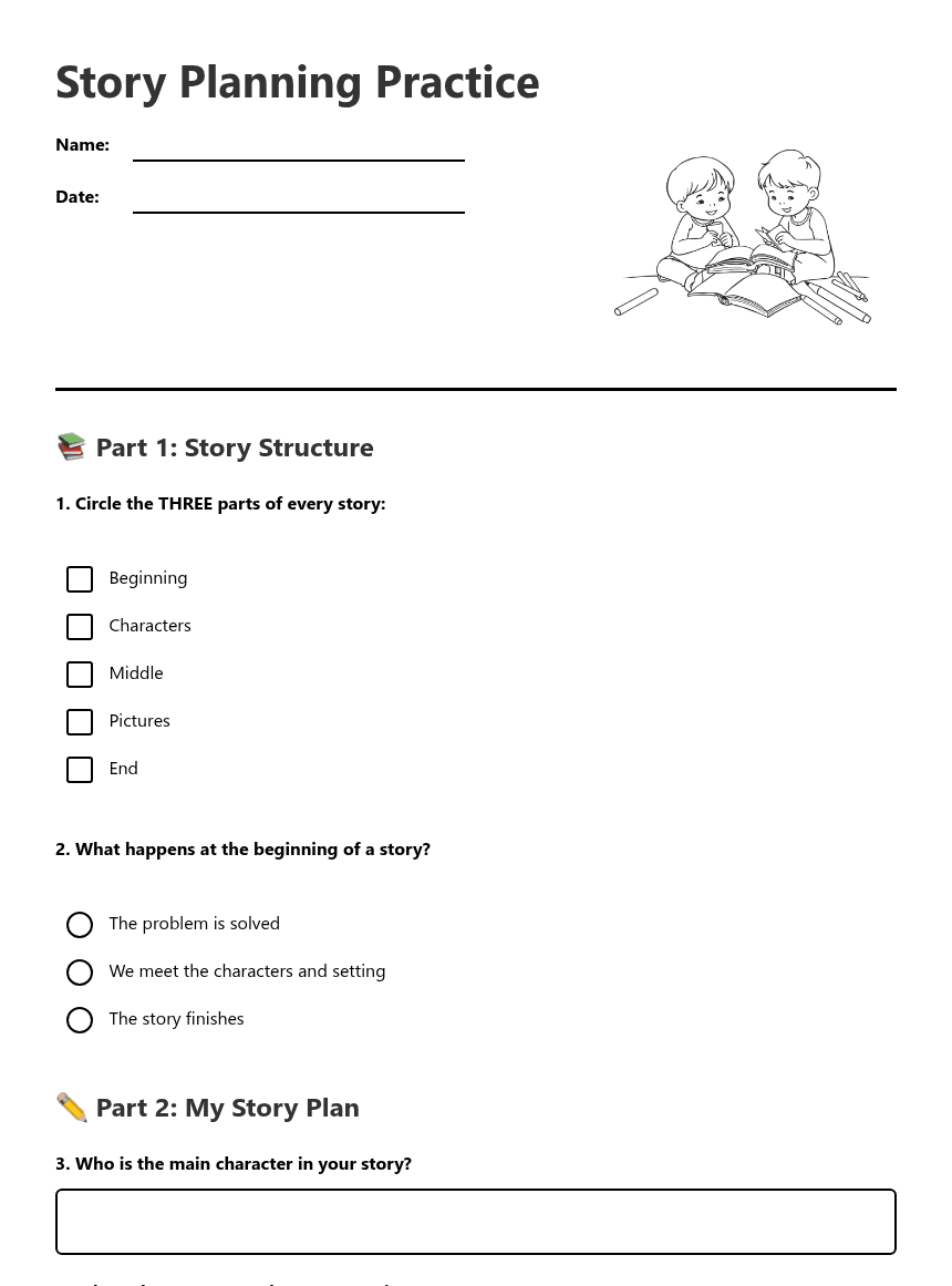 Story Planning Practice worksheet preview