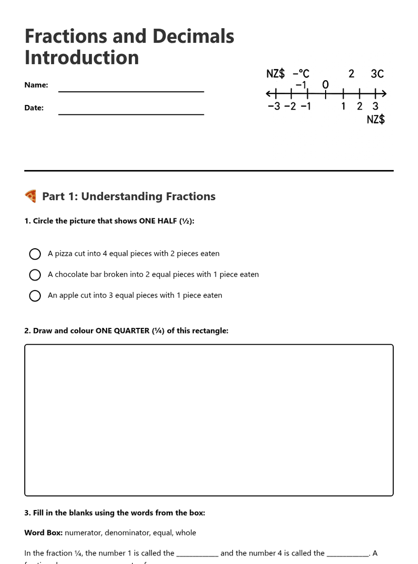 Fractions and Decimals Introduction