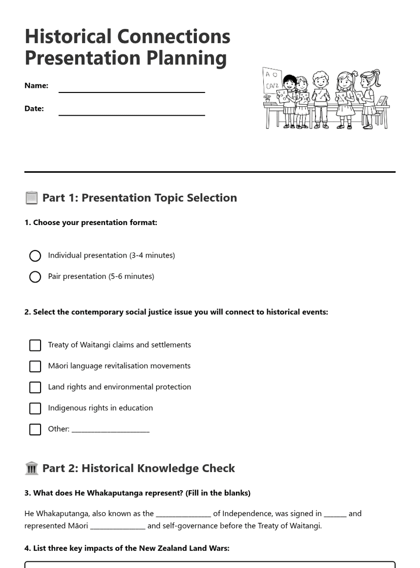 Historical Connections Presentation Planning