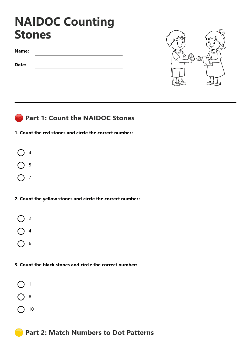NAIDOC Counting Stones worksheet preview