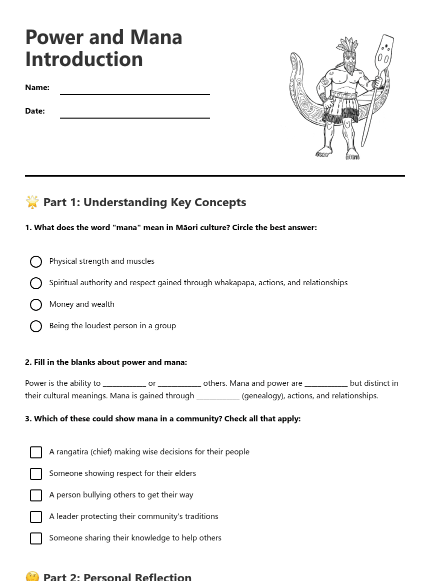 Power and Mana Introduction worksheet preview