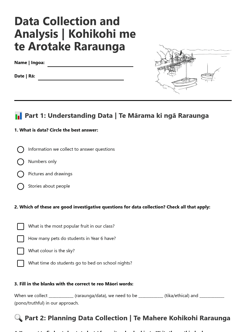 Data Collection and Analysis worksheet preview