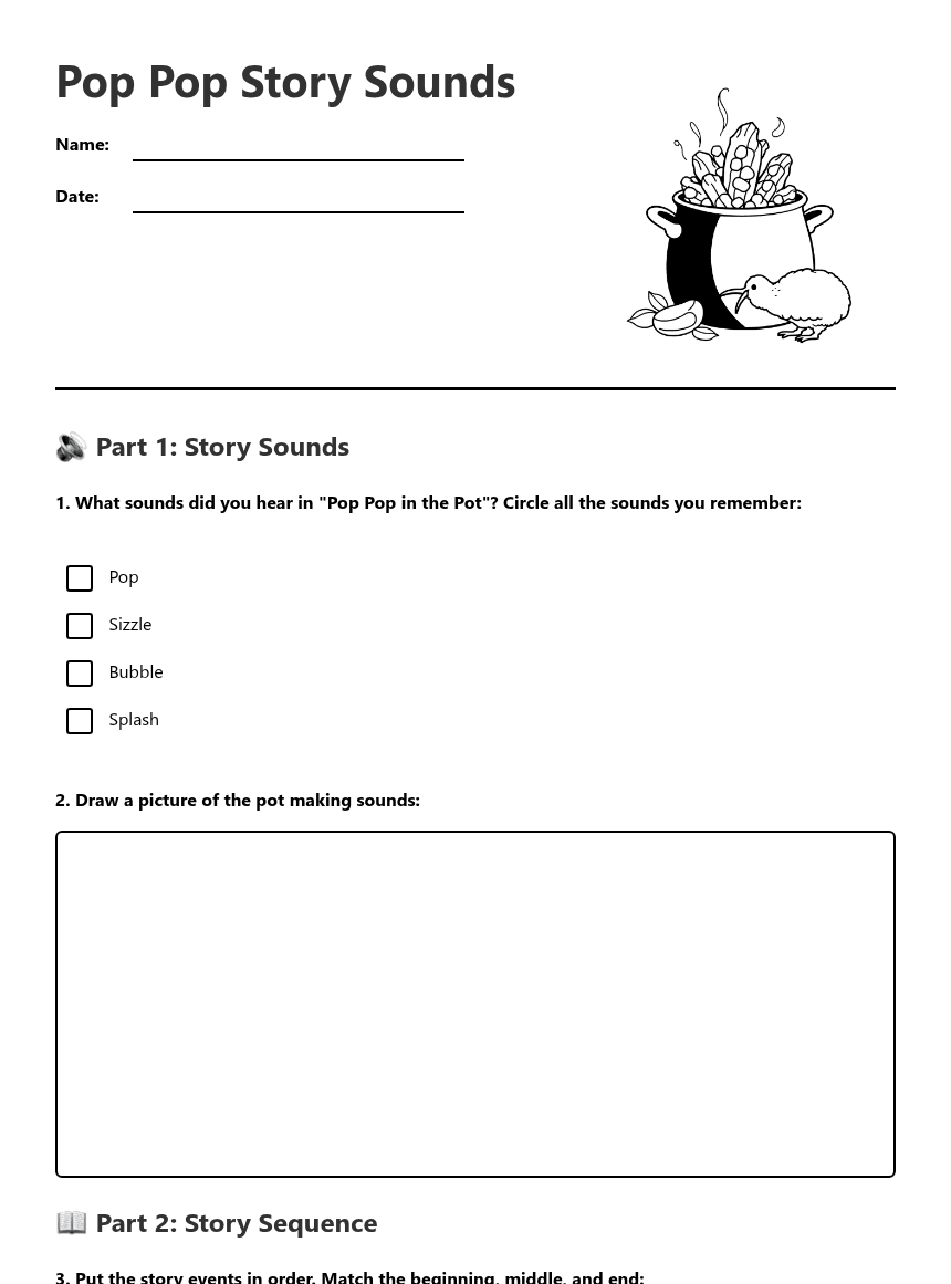 Pop Pop Story Sounds worksheet preview
