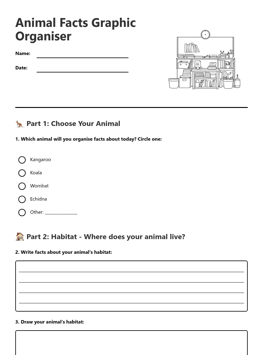 Animal Facts Graphic Organizer worksheet preview