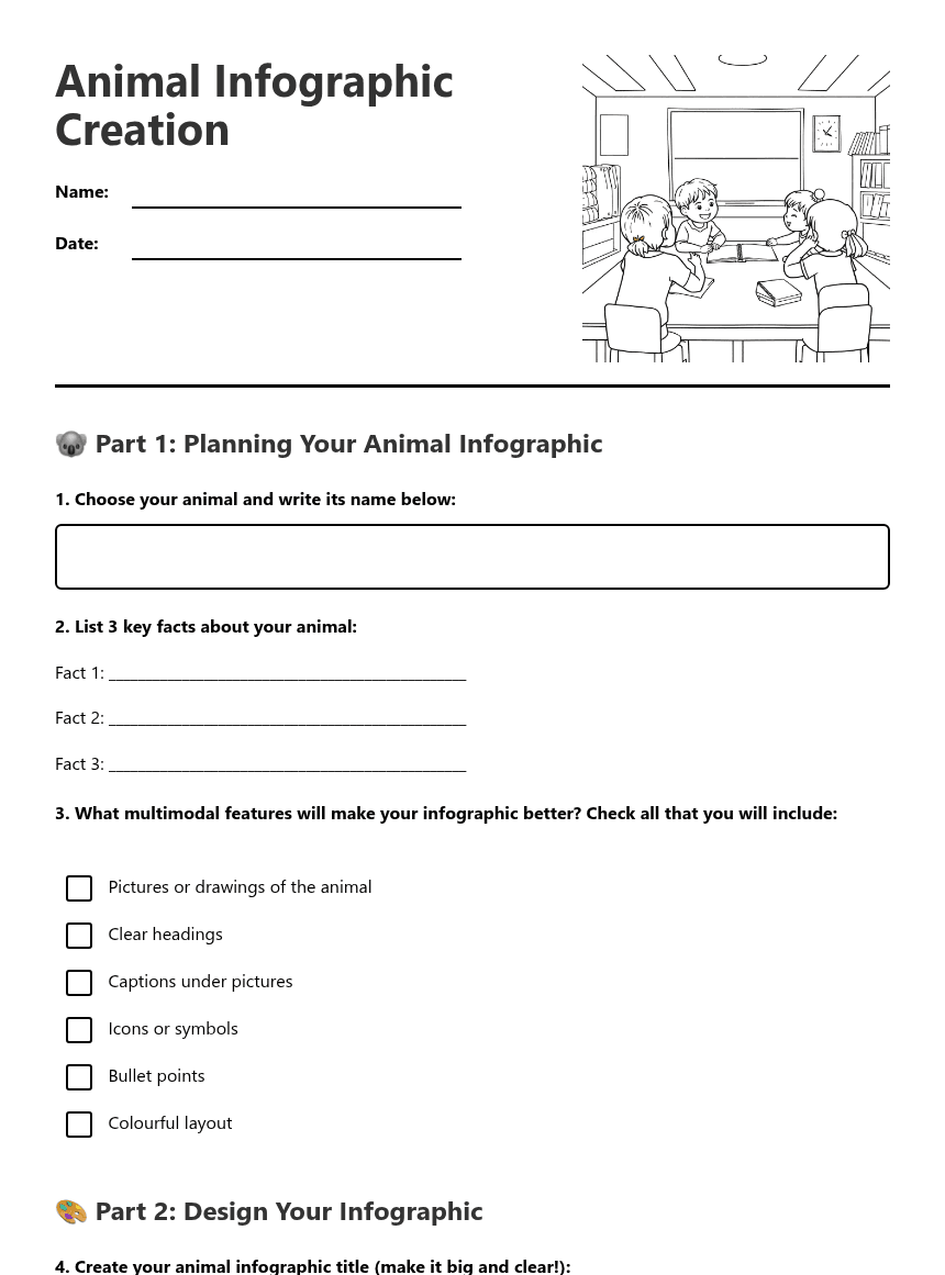 Animal Infographic Creation worksheet preview