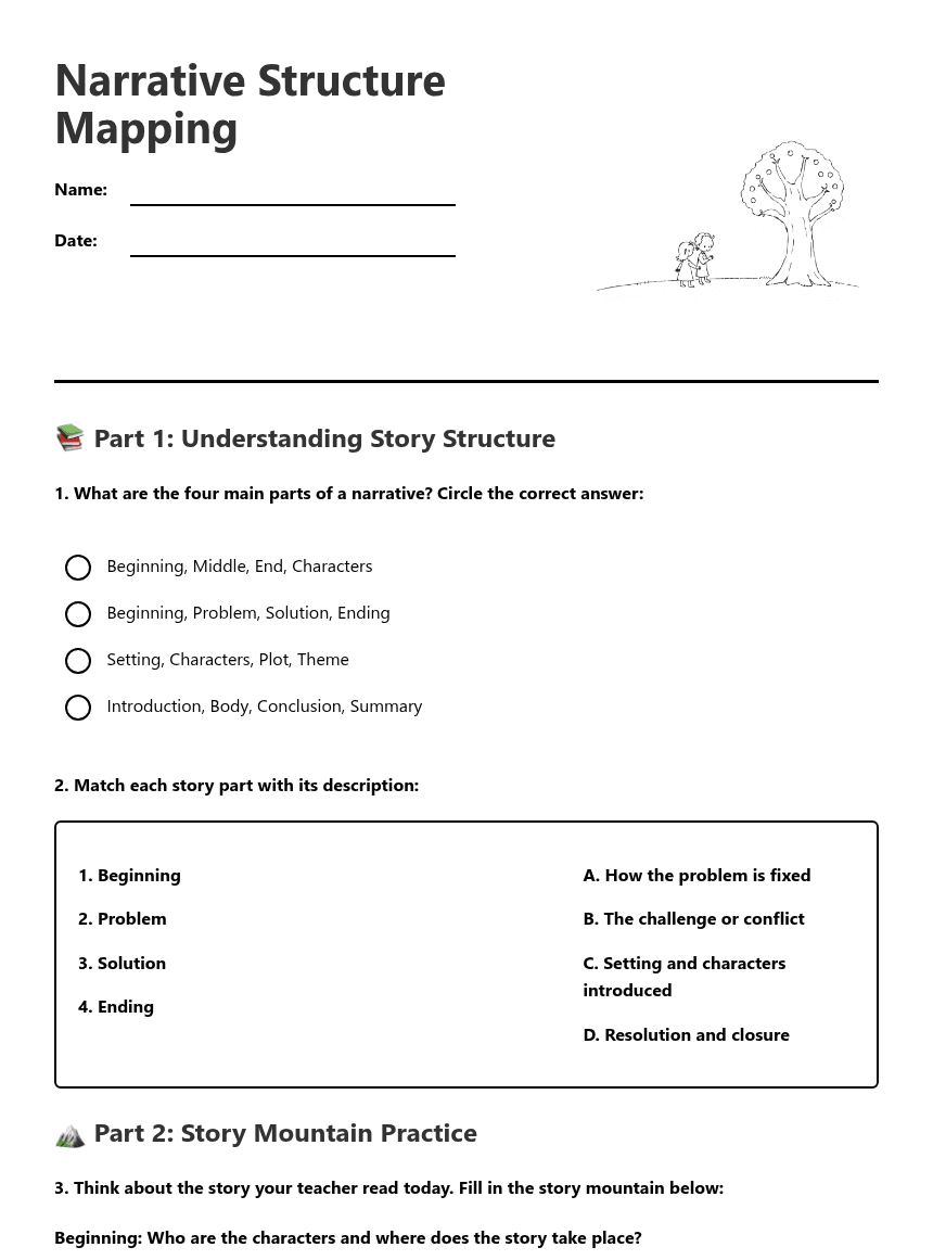Narrative Structure Mapping worksheet preview