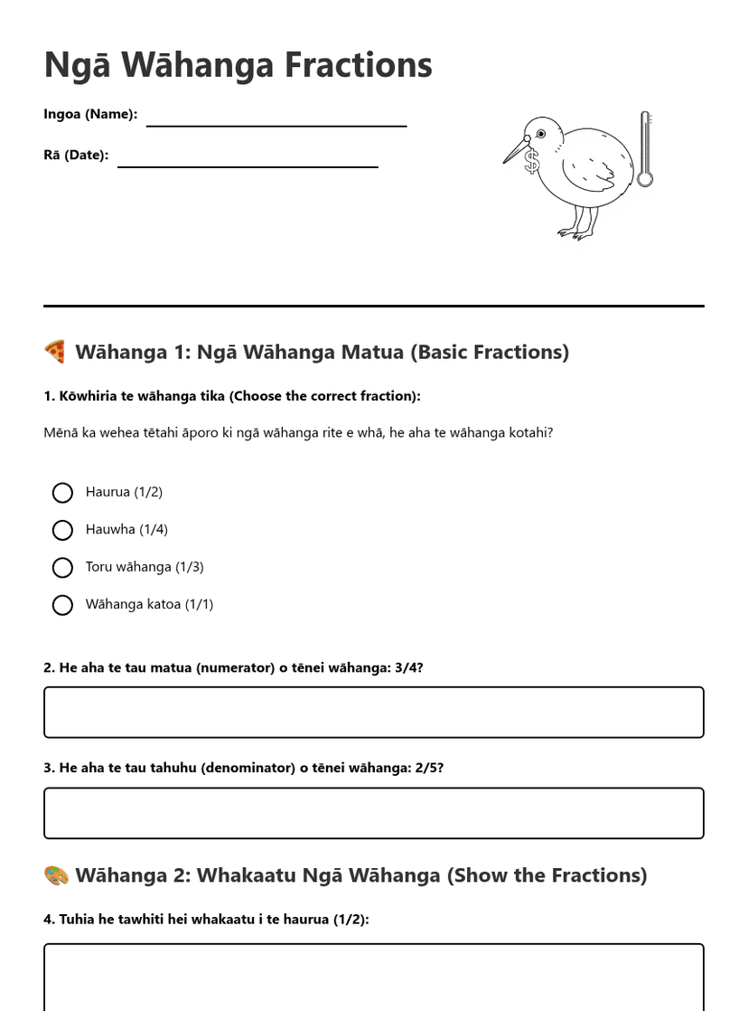 Ngā Wāhanga Fractions