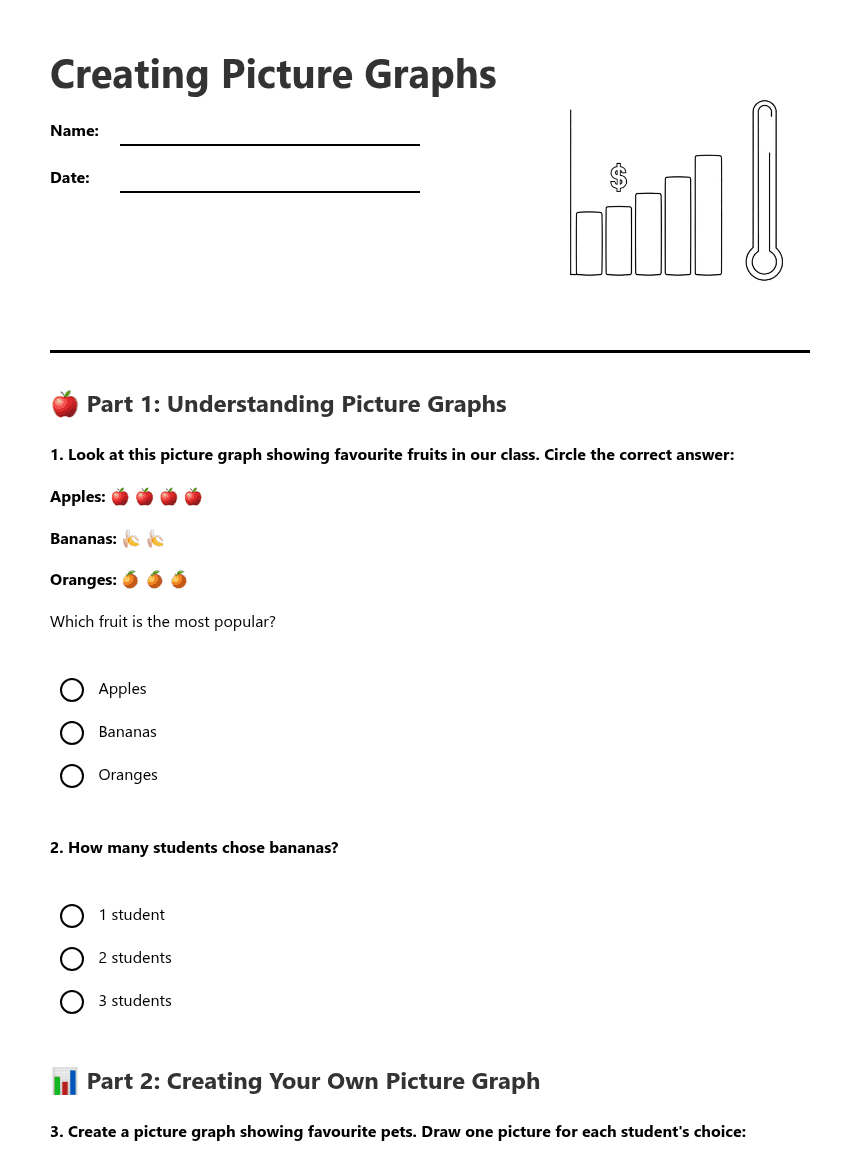 Creating Picture Graphs worksheet preview