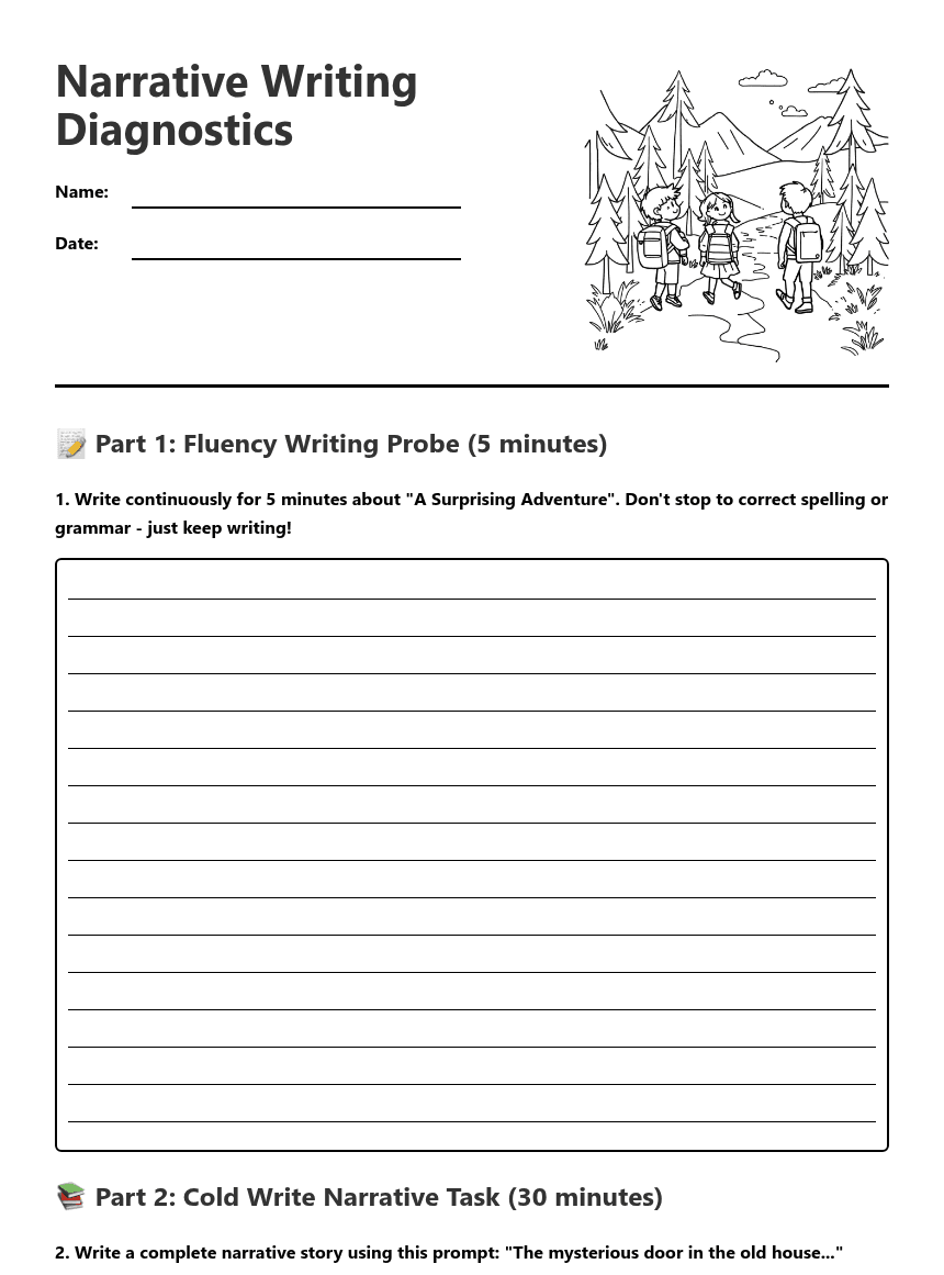 Narrative Writing Diagnostics worksheet preview