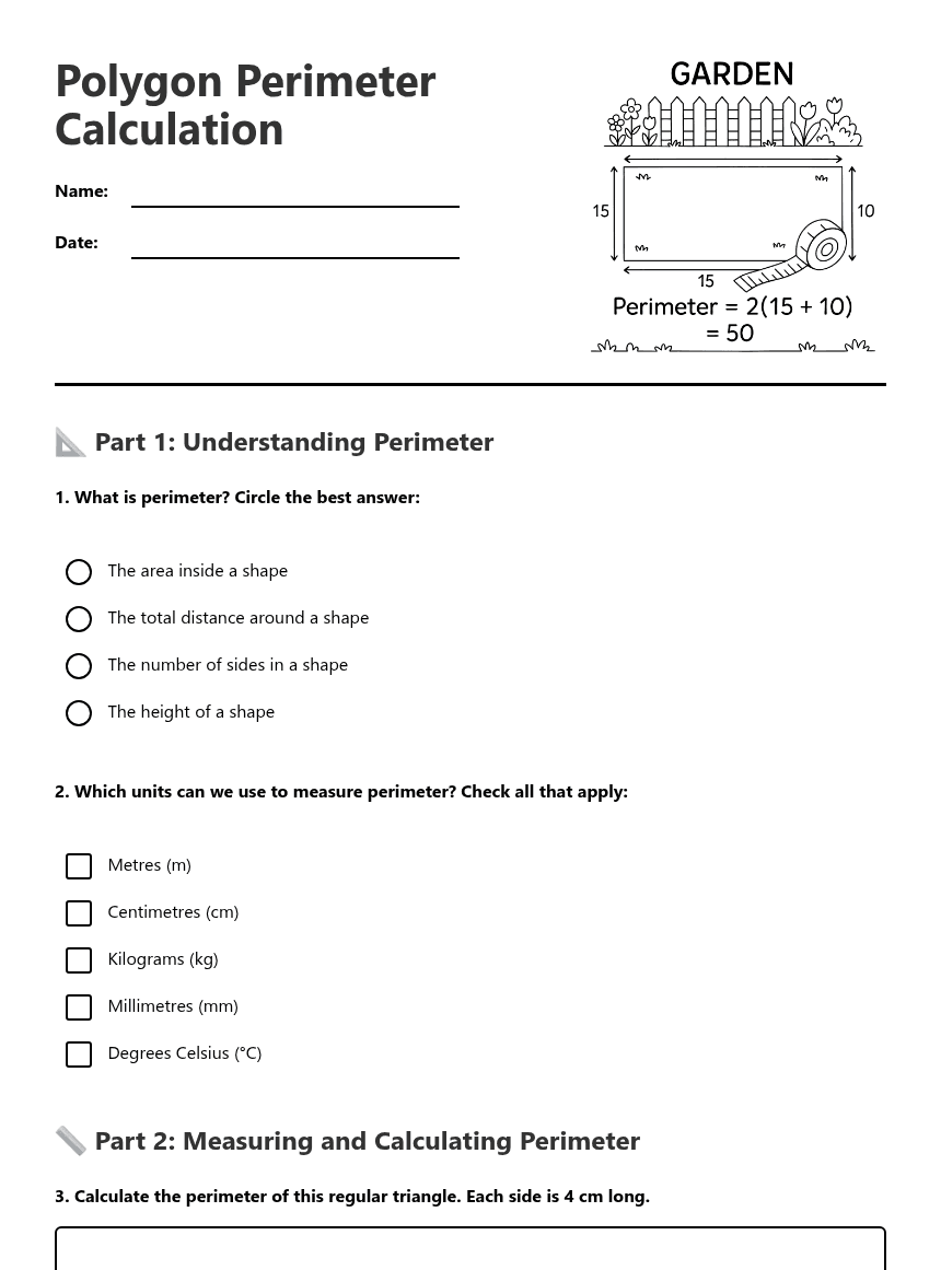 Polygon Perimeter Calculation worksheet preview