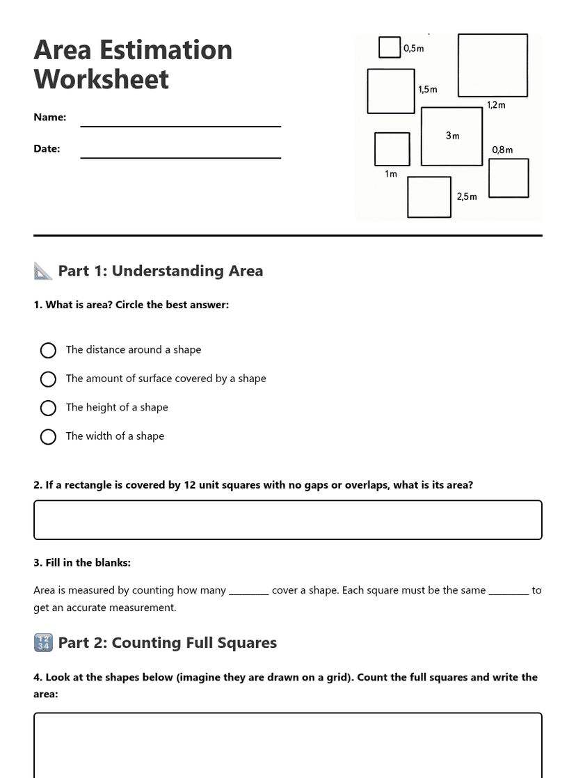 Area Estimation Worksheet