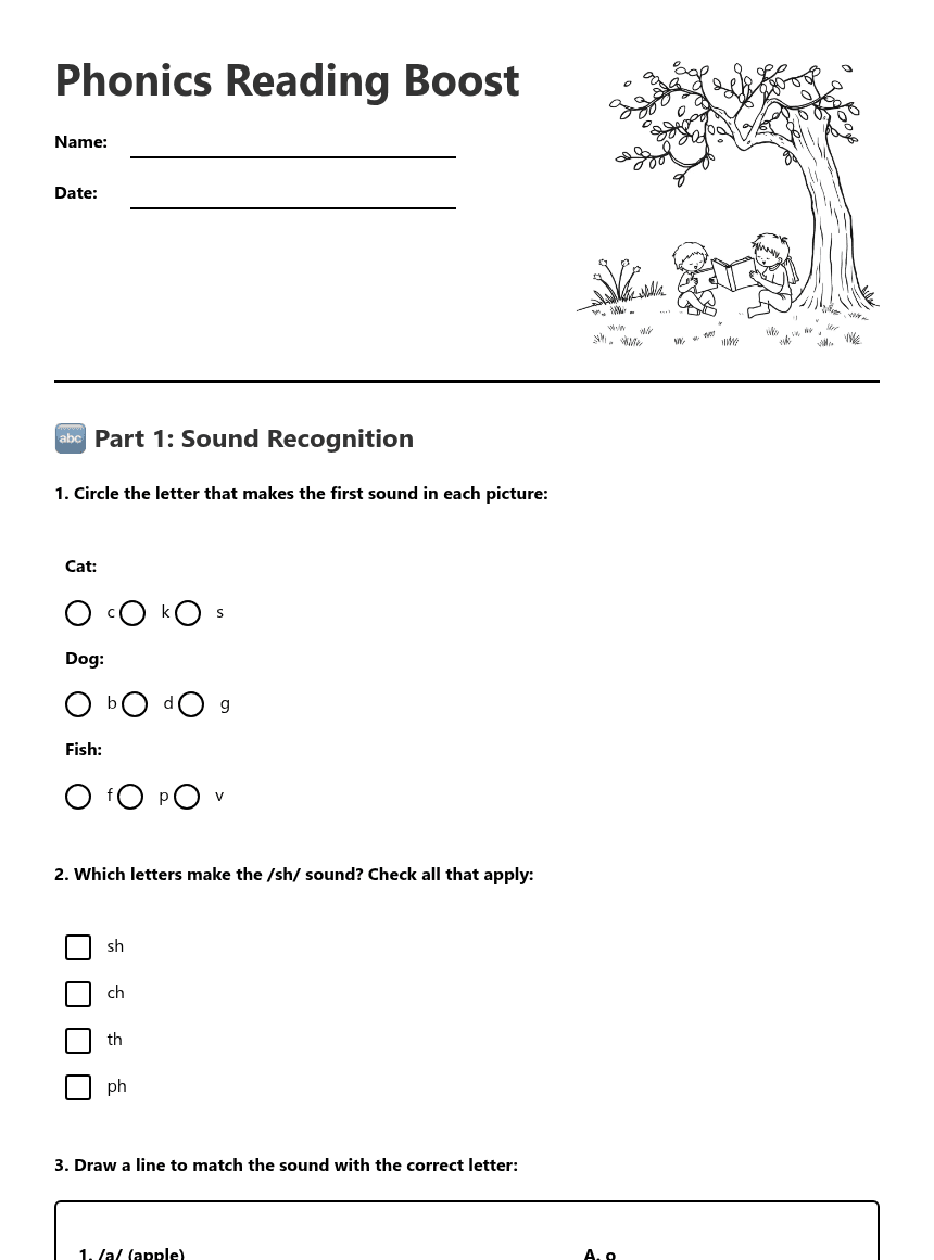 Phonics Reading Boost worksheet preview