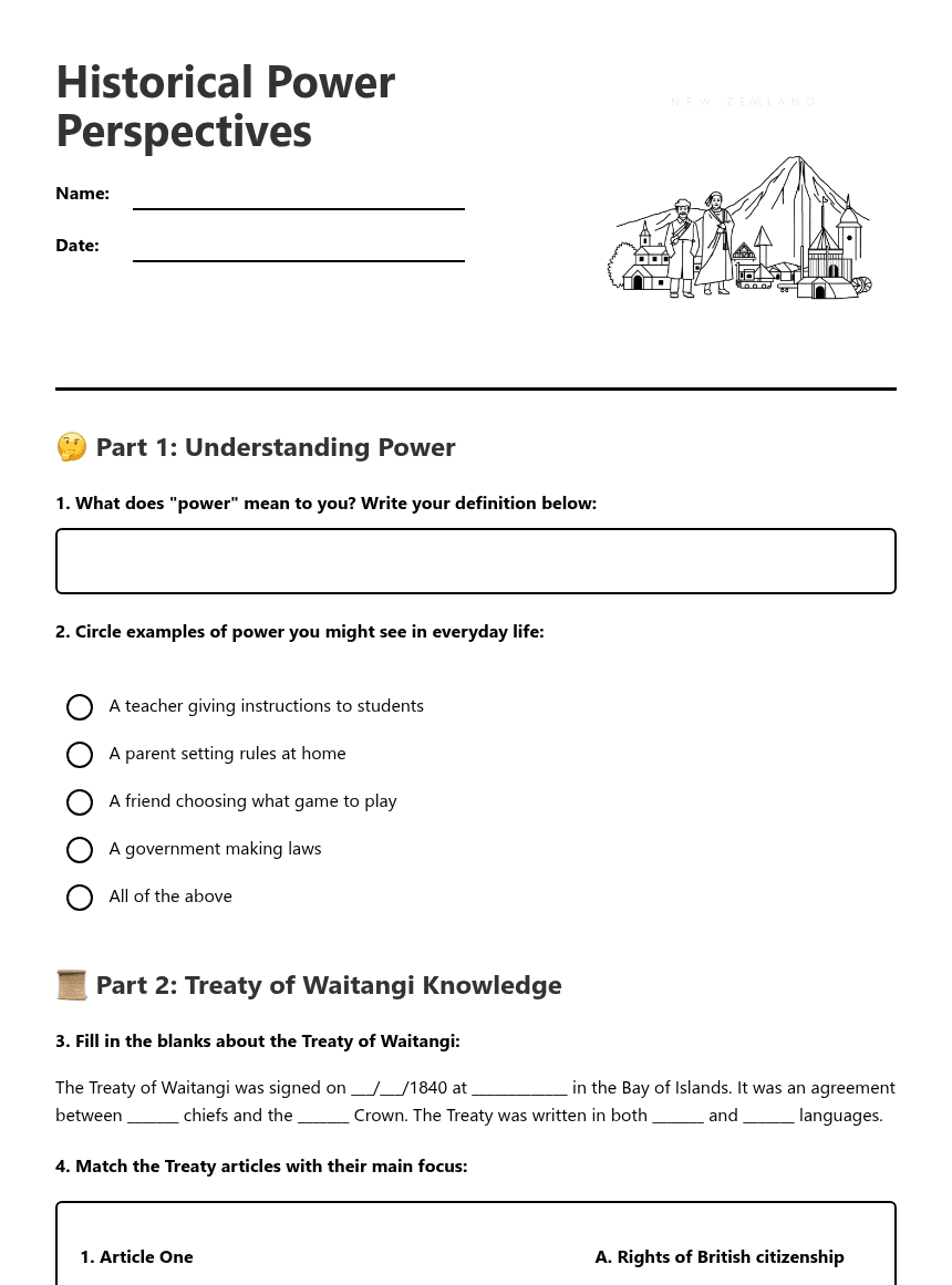 Historical Power Perspectives worksheet preview