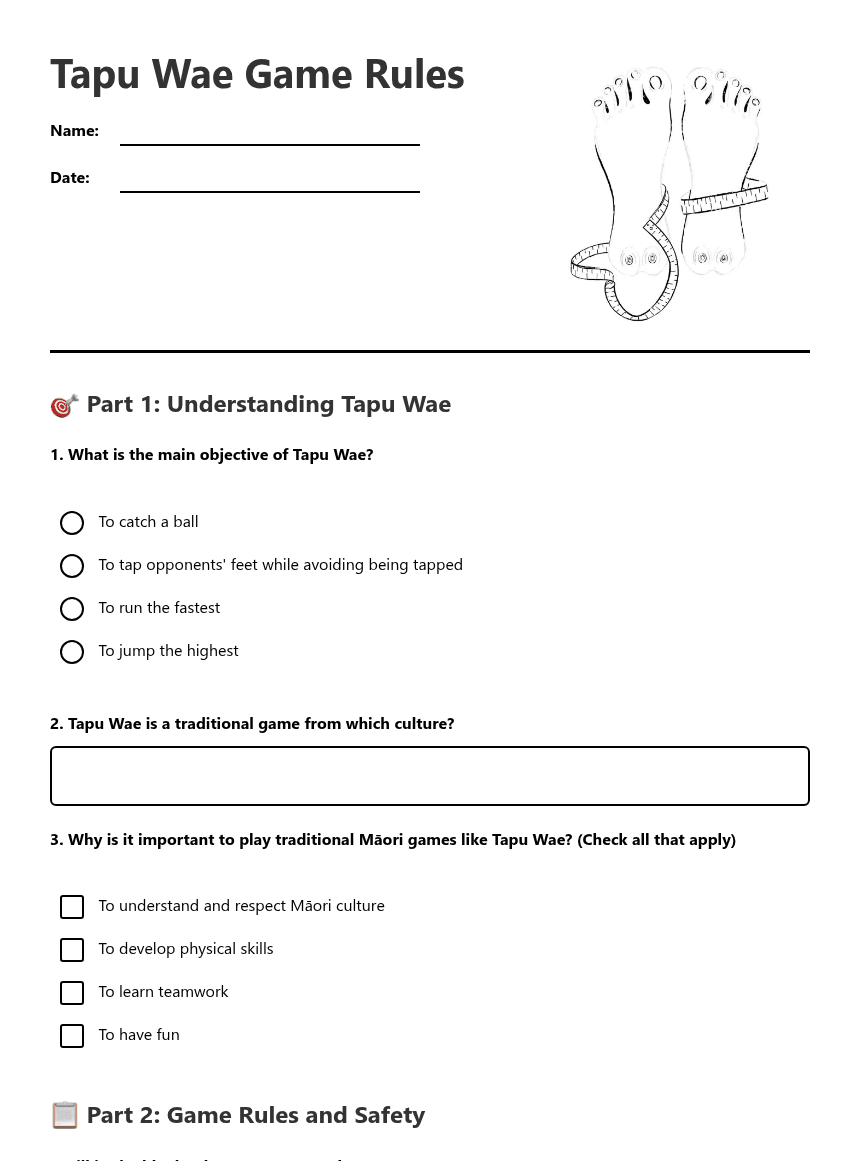 Tapu Wae Game Rules worksheet preview