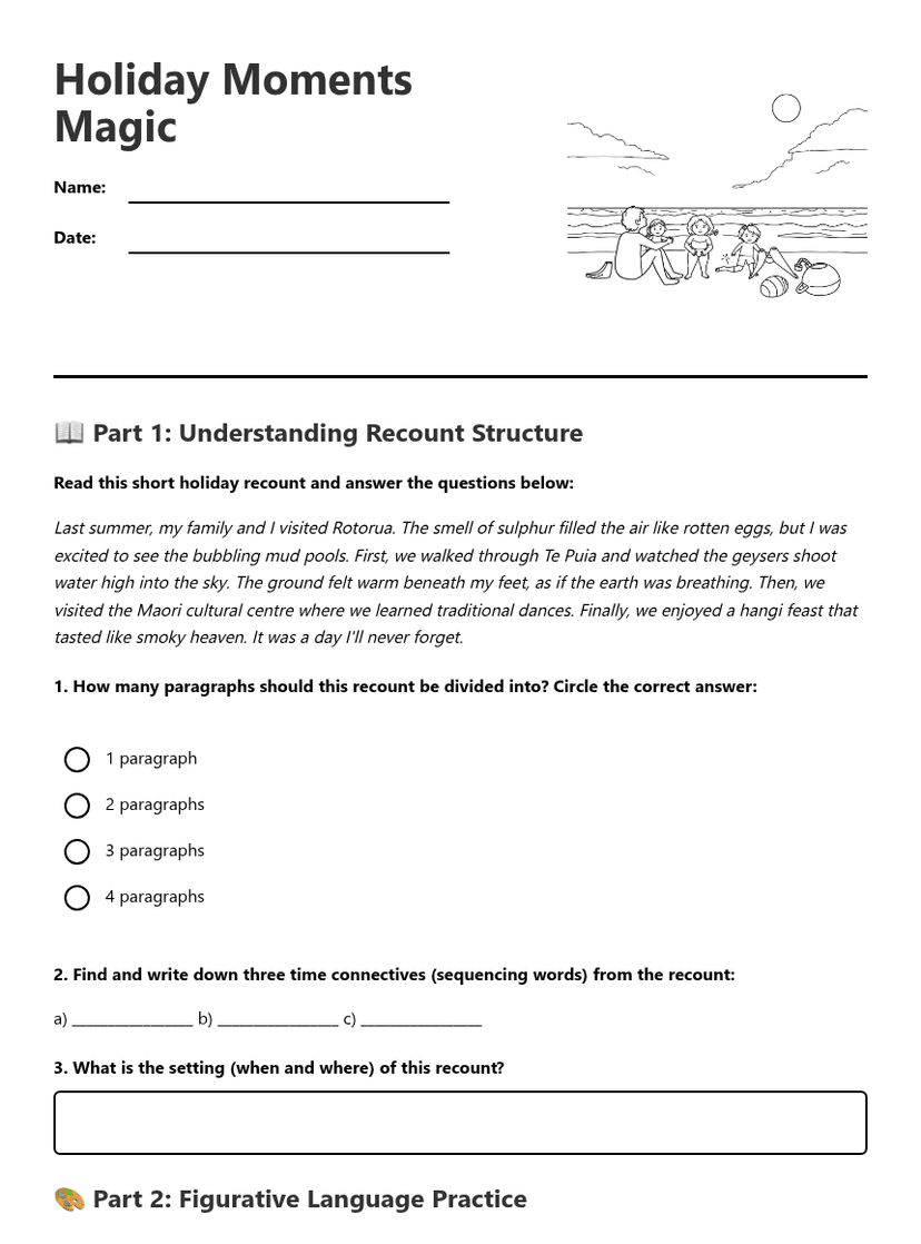 Holiday Recount Writing