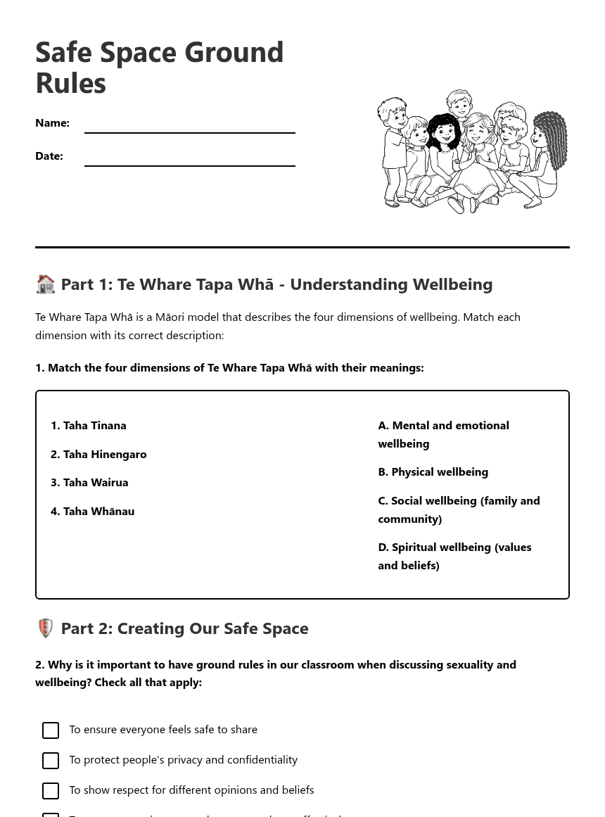 Safe Space Ground Rules worksheet preview