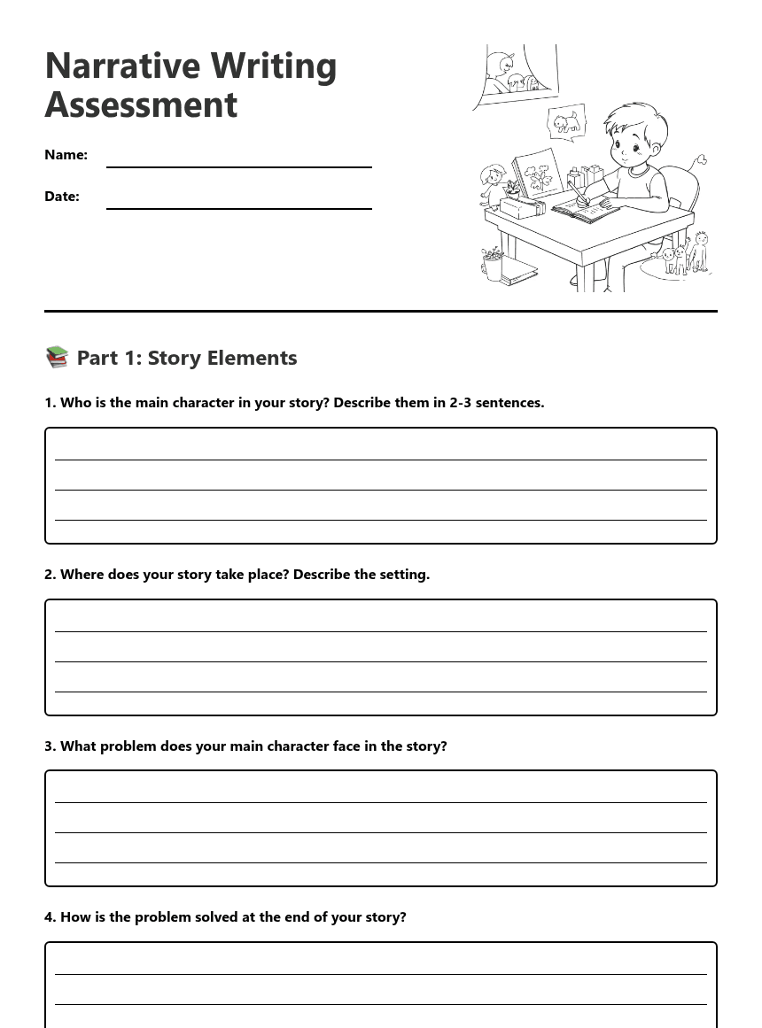 Narrative Writing Assessment worksheet preview