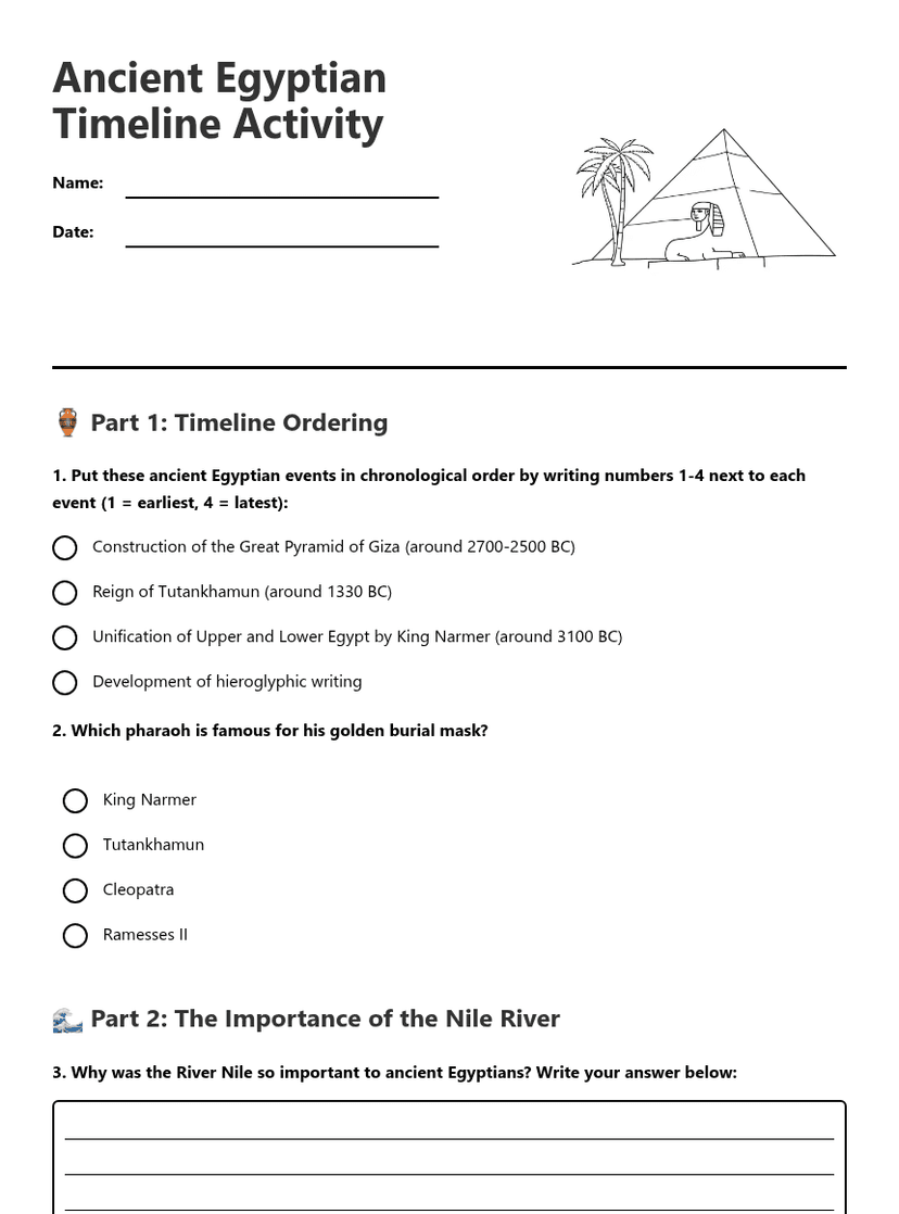 Ancient Egyptian Timeline Activity