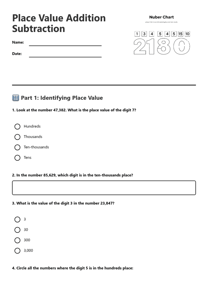 Place Value Addition Subtraction