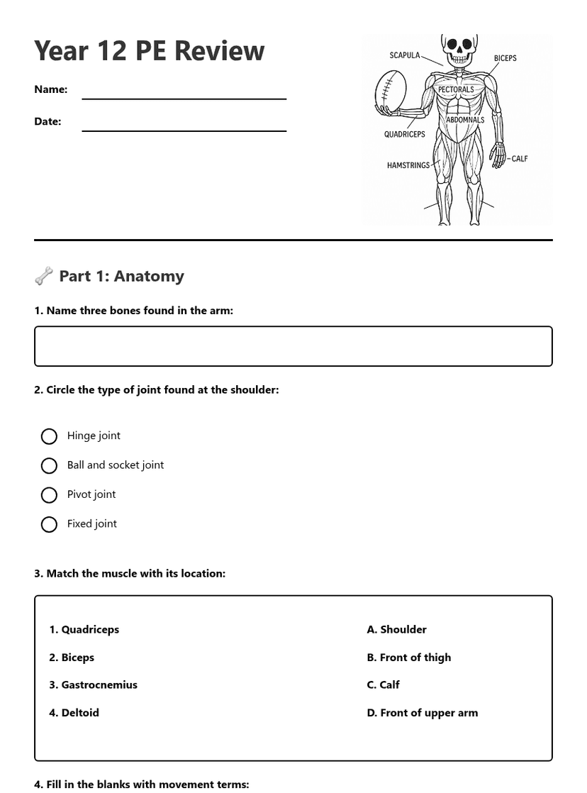 Year 12 PE Review